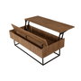 Hanah Home Mesa de Centro Multiusos 2 Niveles Industrial Nogal y Negro Tablero Melaminado Metal 120x60x43 cm